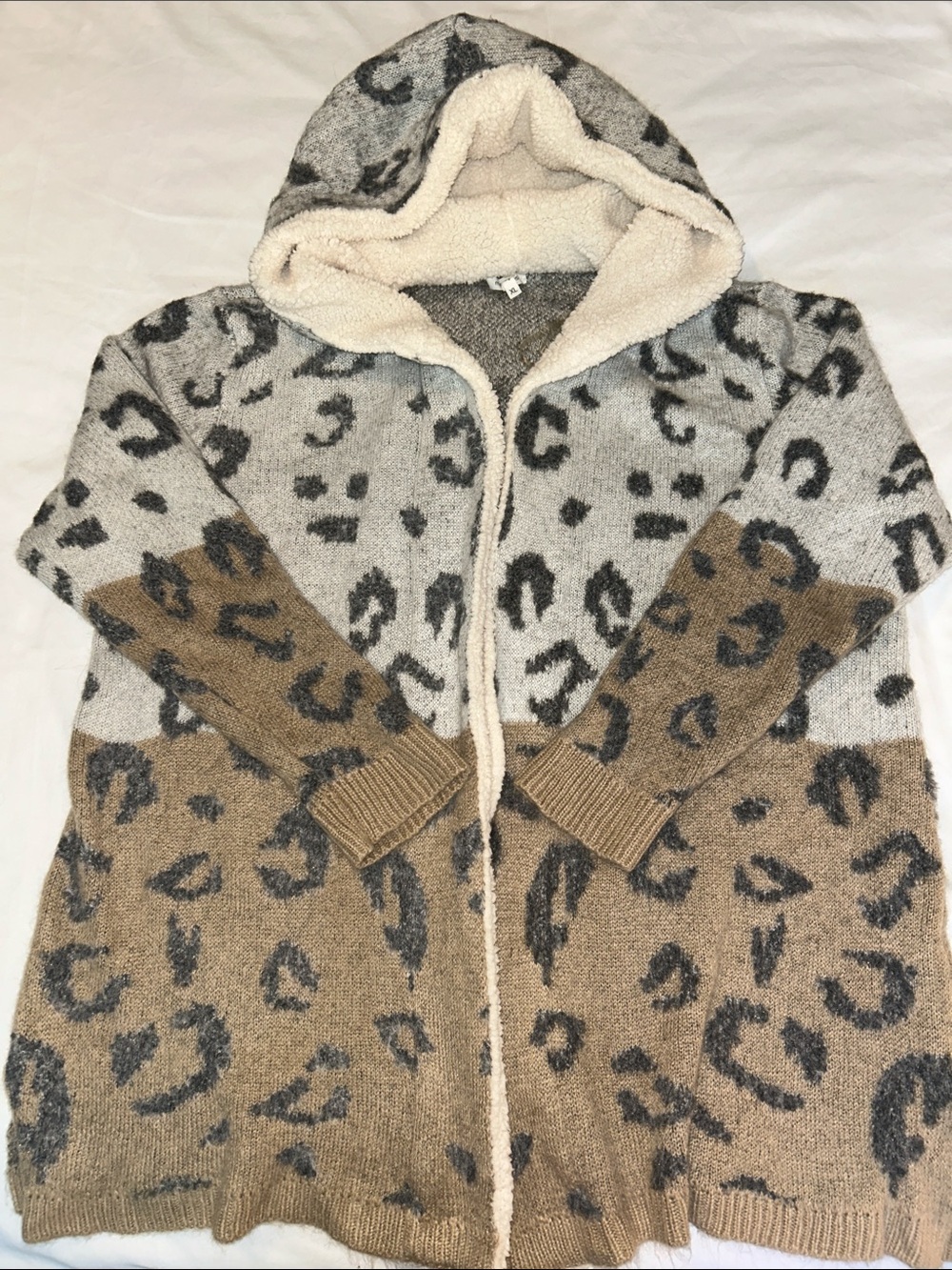 Maurice’s Hooded Open Leopard Print Cardigan XL